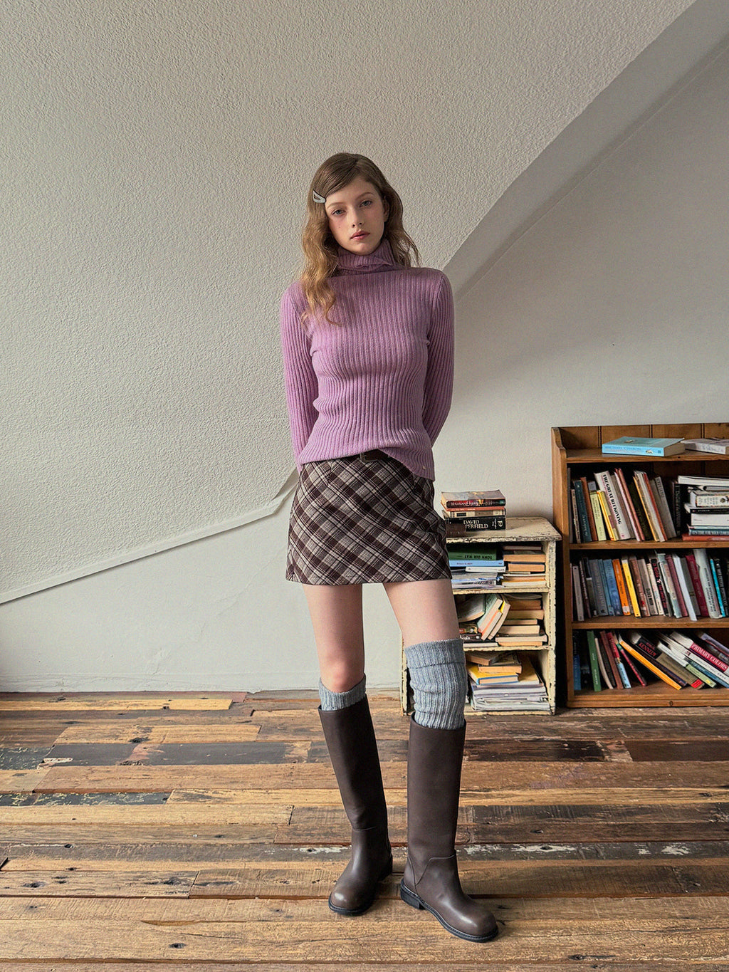 [TWEE] Believe Ribbed Turtleneck Knit Top