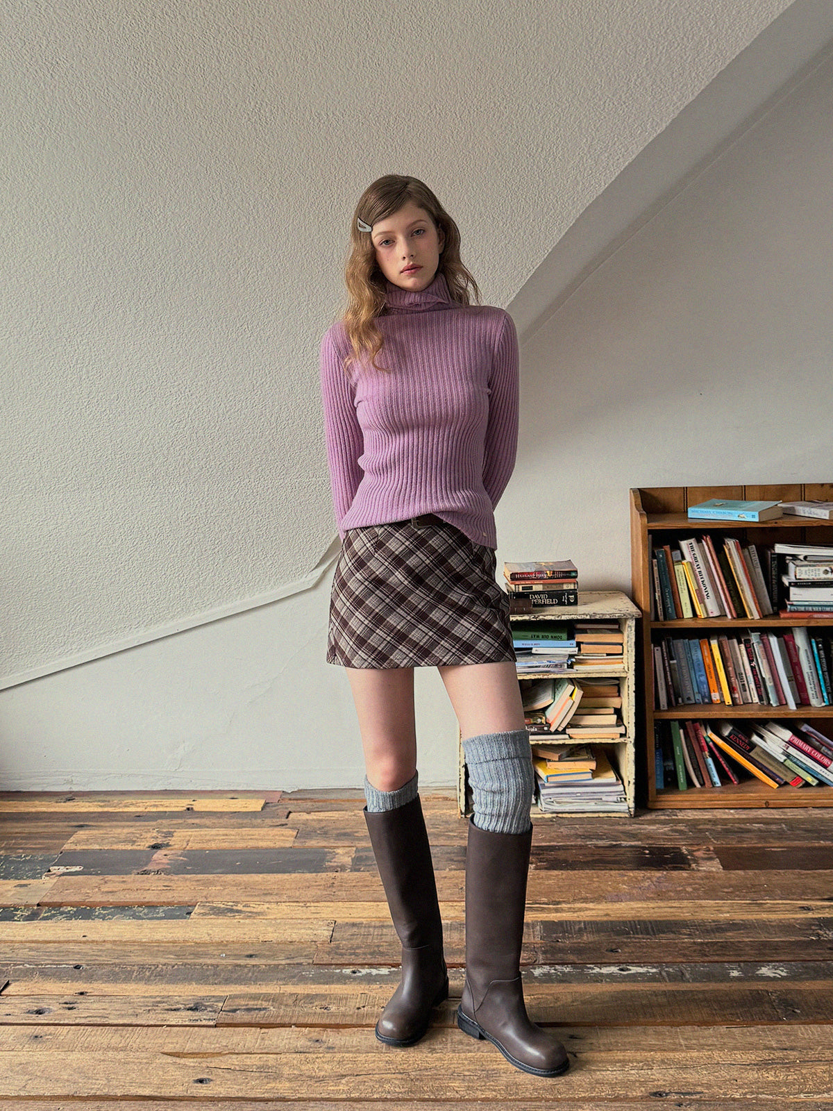 [TWEE] Believe Ribbed Turtleneck Knit Top