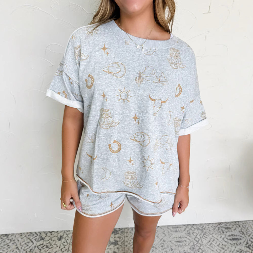 Cartoon Print Casual Suit Women