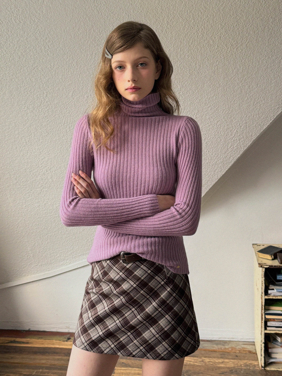 [TWEE] Believe Ribbed Turtleneck Knit Top