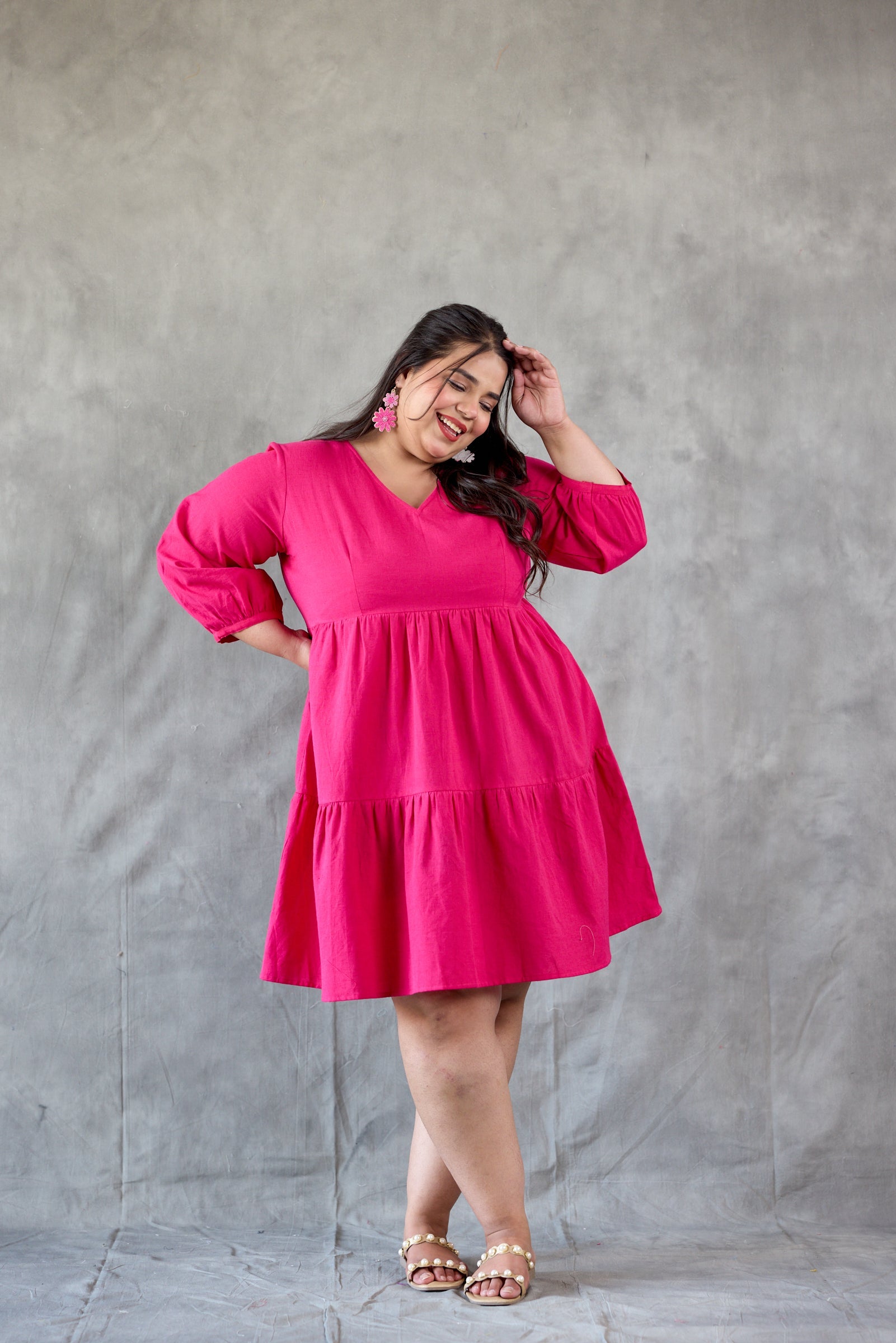 Barbie Pink Tiered Short Dress