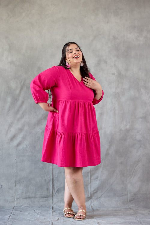 Barbie Pink Tiered Short Dress