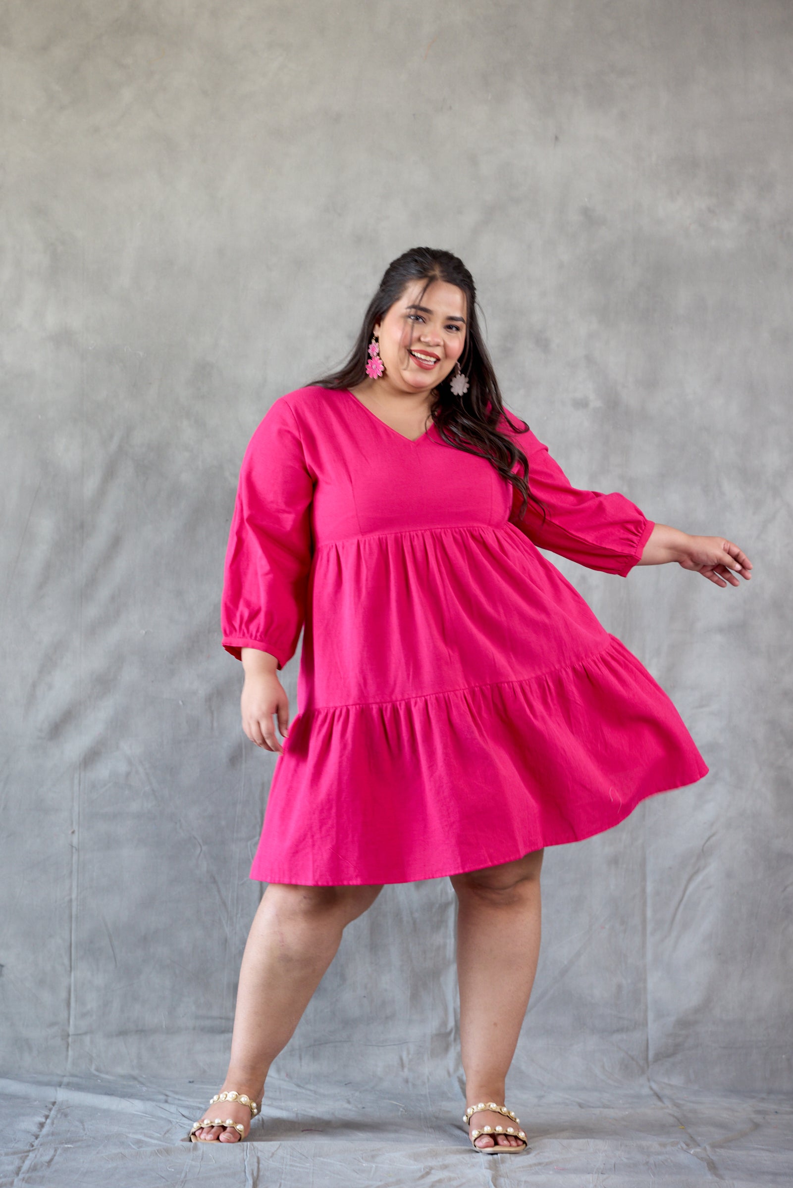 Barbie Pink Tiered Short Dress