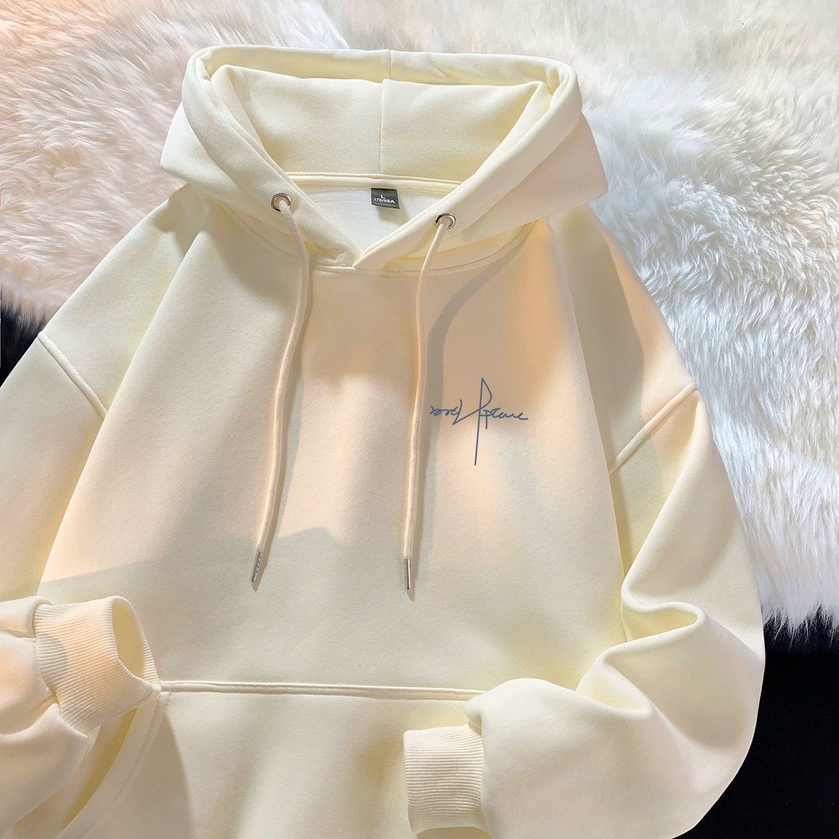 Bomosh Youth Fleece Sweatshirt Men's Autumn And Winter Thickeneded Warm Hoodie Trendy Brand Trendy Hooded Men's Large Size Jacket