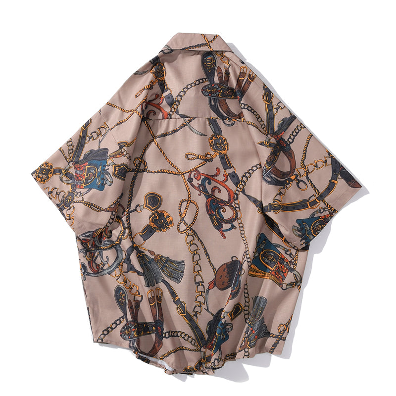 Fashion Brand Graphics Print Hawaiian Shirt Casual Vacation Beach Shirts Summer Hip Hop Short Sleeve Male Tops Tees-2